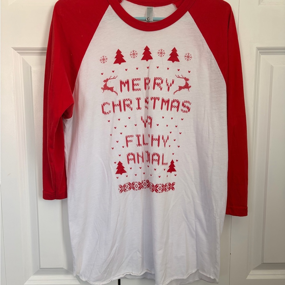 Merry Christmas Ya Filthy Animal Red and White Holiday Long Ugly Christmas